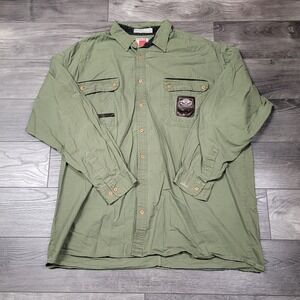 Men's Color Works Button-down Long Sleeve Shirt Green Size 2XLT